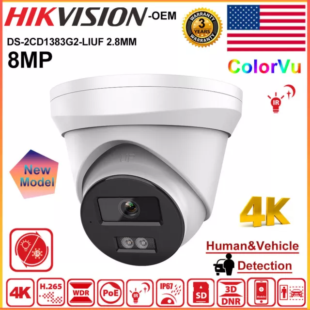 Hikvision 4K 8MP OEM DS-2CD1383G2-LIUF Hybrid Light ColorVu IR IP Camera Turret