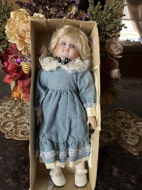 Brinn's 1986 Hello Dolly Musical Edition Collectible Porcelain Doll