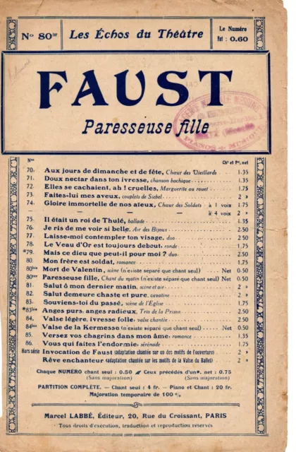 Partition "Paresseuse fille", choeur de filles in "Faust" de Gounod - Deux voix