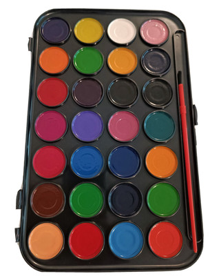 ECO 12 Wasserfarben Malkasten Mit Pinsel | Aquarell Deckfarben Für Schule & Hobby