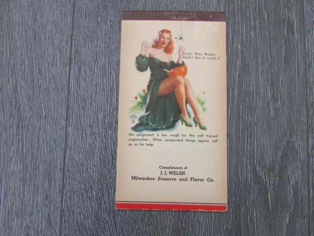 J J Welsh Milwaukee USA Advertising Pin Up Glamour Model Feb 1948 Calendar Diary