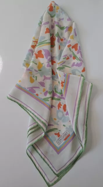 Vintage 100% Pure Silk Scarf Pastel Spring Large 34x31 Sandra Roth CiaoSport