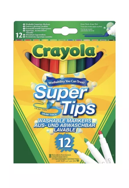 CRAYOLA Pastel Supertips Washable Markers Pens in Assorted Colours (Pack of 12)