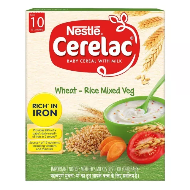 Nestlé CERELAC Cereal Bebé Fortificado con Leche, Mezcla de Verduras Trigo...