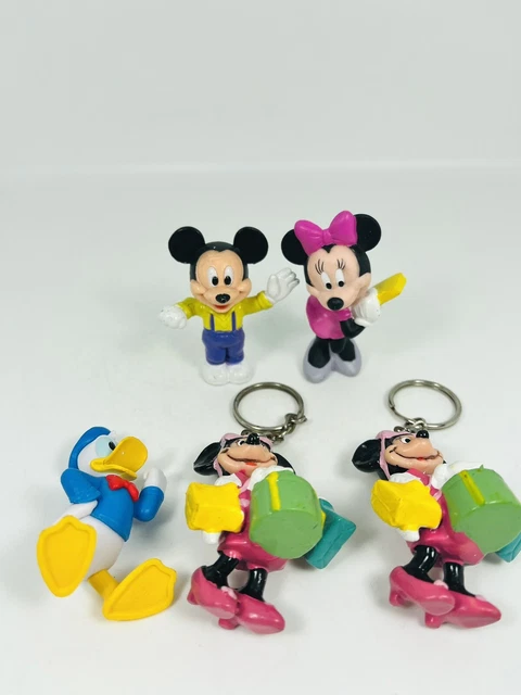Disney Mickey And Minnie Mouse Donald Duck Pvc Figures And Keychains Lot