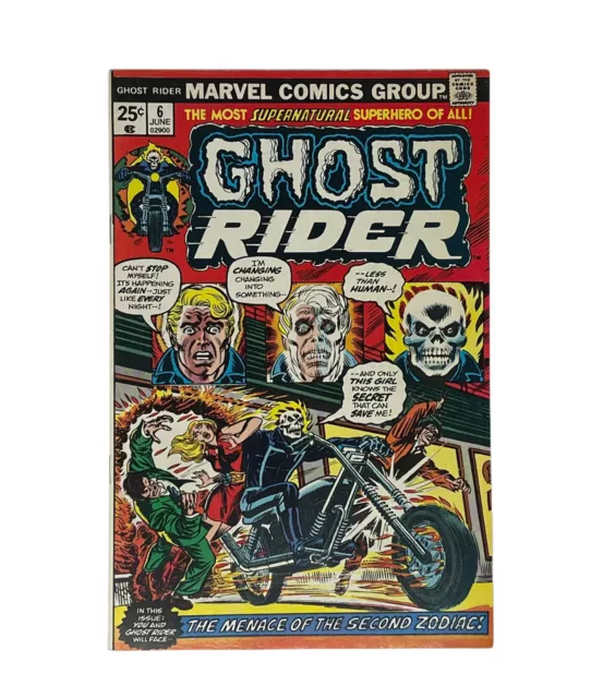 Ghost Rider #6 Marvel Comics 1974 Zodiac Blaze Romita VTG Bronze +/- NM OW/W
