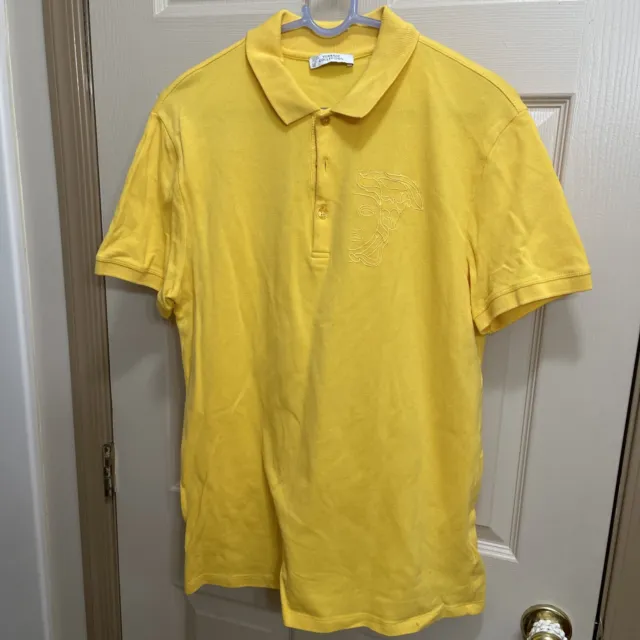 Yellow Versace Collection Medusa Face Polo Shirts Size Large