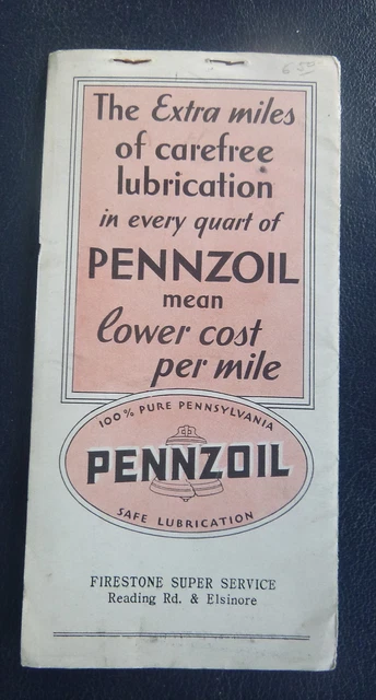 1930's Bridge score card n/ map Pennzoil  oil  gas