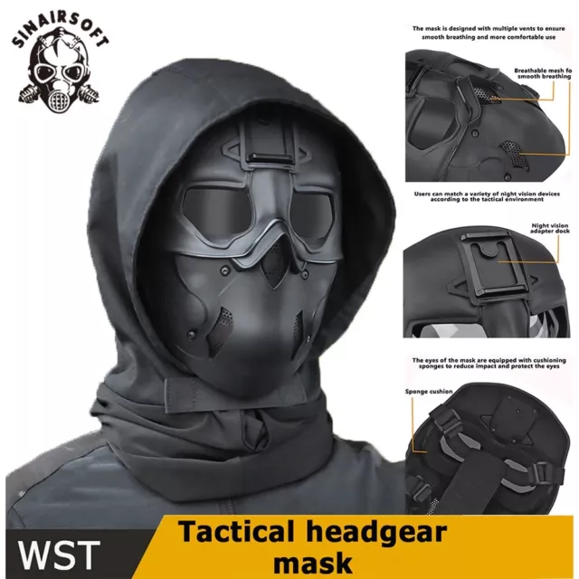 Full Face Tactical Breathable W/ Headgear Mask Protect Airsoft Paintball Outdoor