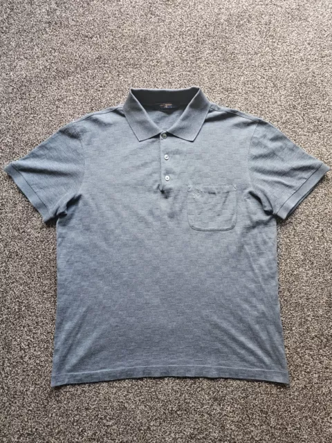 Louis Vuitton Men's XXL Ultra Rare Damier Ebene Collar Polo Shirt