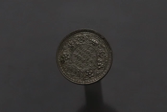 🧭 🇮🇳 India 1/4 Rupee 1945 Silver B58 #Z5357