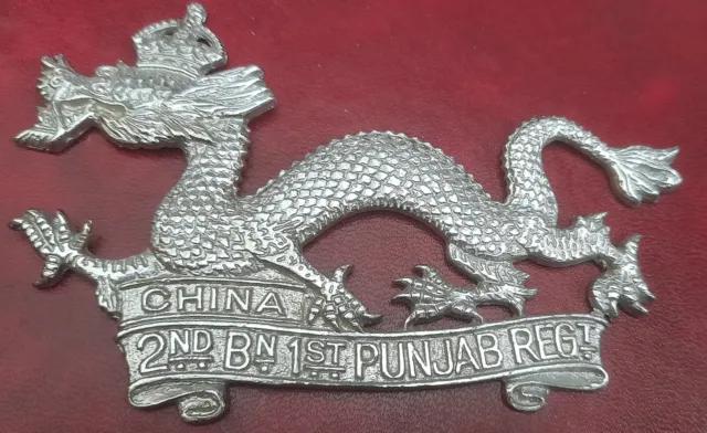 1930s CHINA STATION BRITISH 2ND BN 1ST PUNJAB SIKH REGIMENT BADGE 11.5x7.5cm