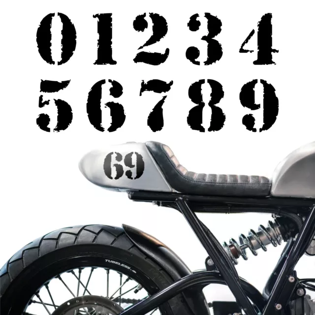 NUMERO ADHESIVO PEGATINAS vintage Cafe Racer stickers moto autocollants EUR  7,00 - PicClick IT