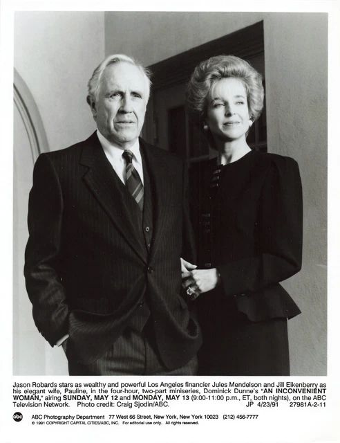 An Inconvenient Woman '91 TV Press Photo 7x9 Jason Robards Jill Eikenberry *P69a