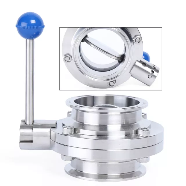 3 Inch 304 Sanitary Welding Butterfly Valve Stainless Steel Silver Durable