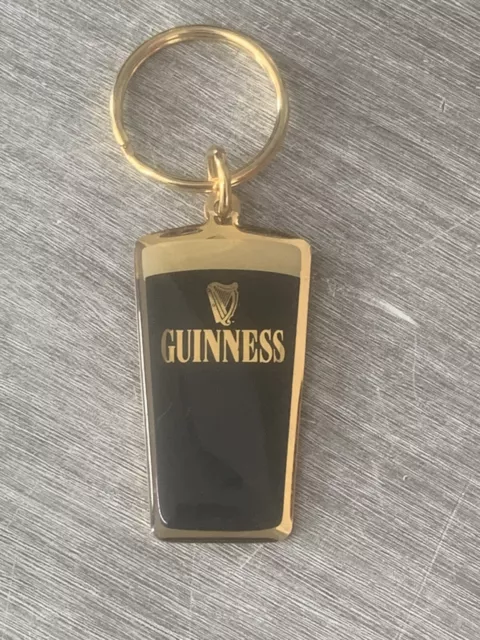 Vintage Guinness Beer Pint Glass Official Advertising Metal Key Ring