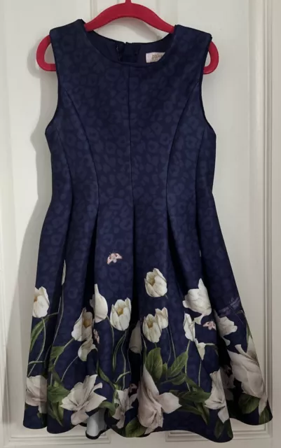 Girls Ted Baker Navy Floral Dress Age 6 Years