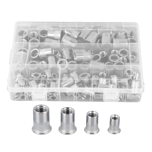120 pz kit assortimento dadi rivetto inserto filettato acciaio inox M6 M8