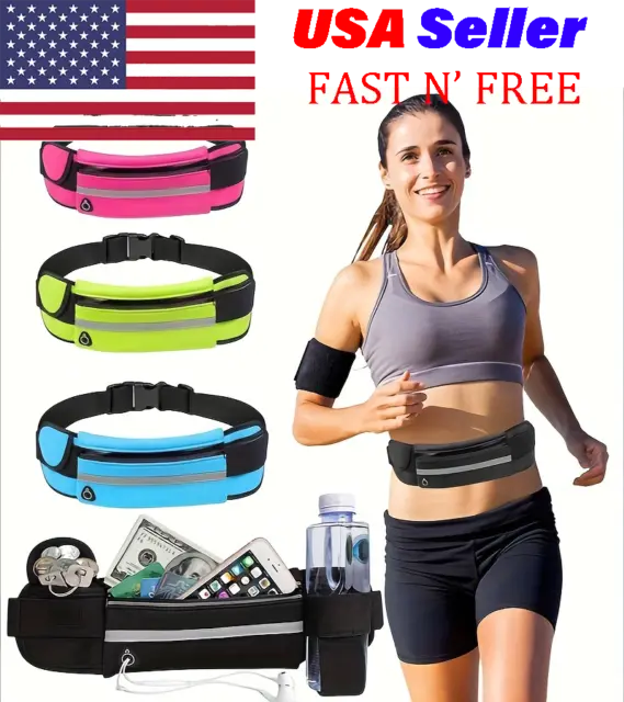 Waterproof Sport Runner Waist Bum Bag Running Jogging Belt Pouch Zip Fanny Pack