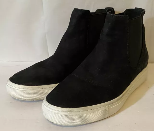 Vince Newlyn Chelsea High Top Pull On Sneaker Boots Womens Sz 5.5 M Black White