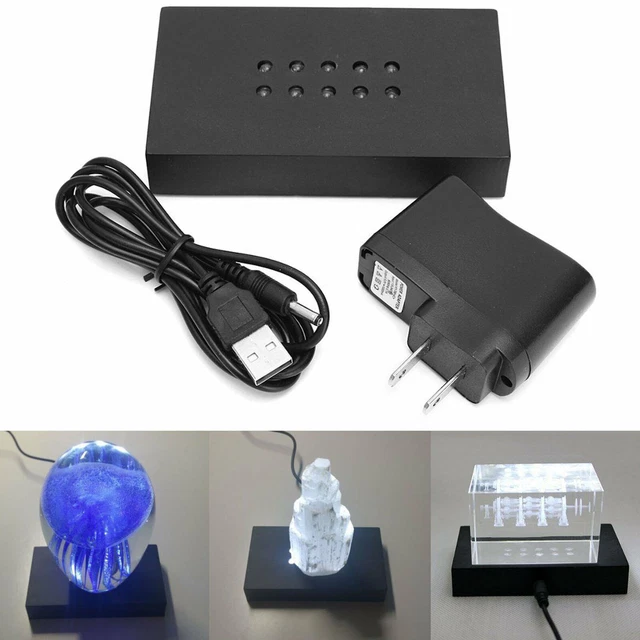 10 Brilliant LED White Light Stand Base USB Crystal Display Adaptateur secteur