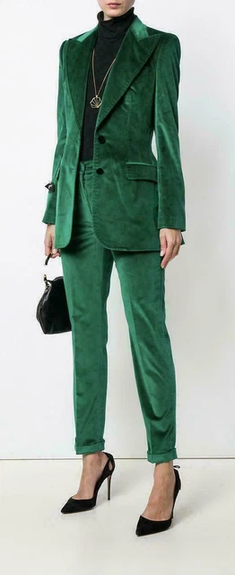 GREEN WOMEN SUITS Office Ladies Velvet Pants Suit 2 Piece Formal Business Blazer 55.73 PicClick UK