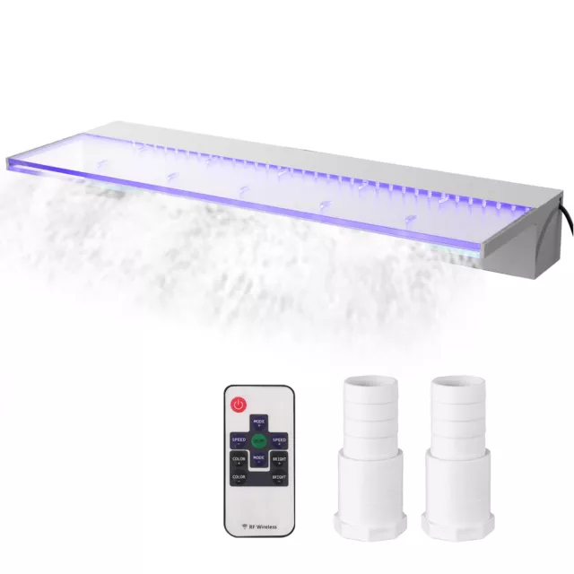 VEVOR 35" Pool Fountain Waterfall Spillway 17 Color LED w/Remote Pond Cascade