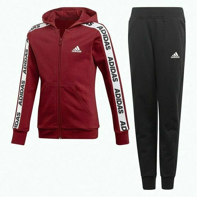 Adidas tuta bambina 5-6 anni abito in cotone rosso e nero