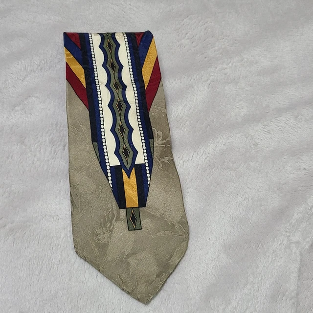 Valentino Pietro Mens Tie Aztec Multicolor Woven Luxury Necktie 100% Pure Silk