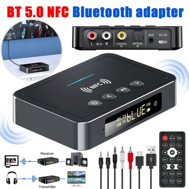3 In 1 NFC Bluetooth 5.0 Adapter Empfänger Sender Stereo Audio AUX RCA Receiver
