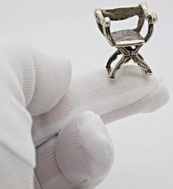 Vintage Italian Handmade Genuine Silver Sewing Machine Dollhouse Miniature