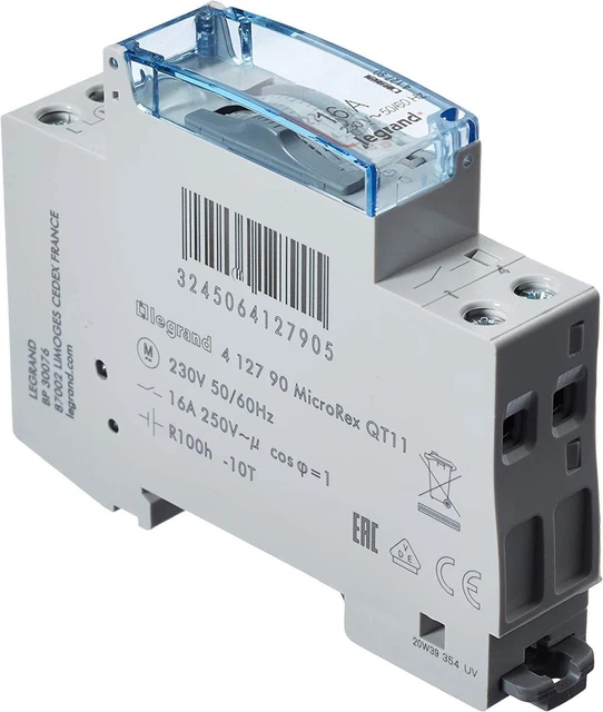 Legrand 412790 Micro Rex QT11 reloj de día temporizador analógico poliamida gris