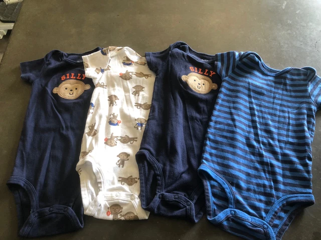 4 Boys child of mine carters one piece Shirts silly monkey theme Size 18 Months