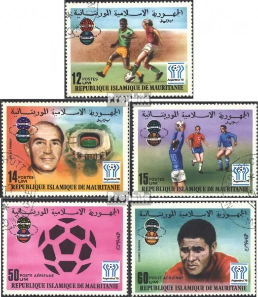 Mauritania 584-588 (complete issue) used 1977 Football-WM ´78,