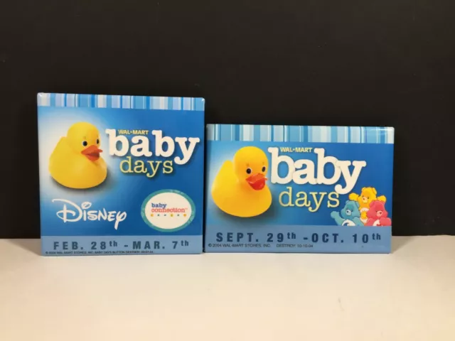 2004 Wal-Mart Baby Days  Pinback Buttons 2 Different Sizes Disney and Care Bears