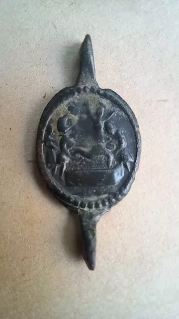 Medalla religiosa antigua de doble anilla Jesús Muerto s.xvi