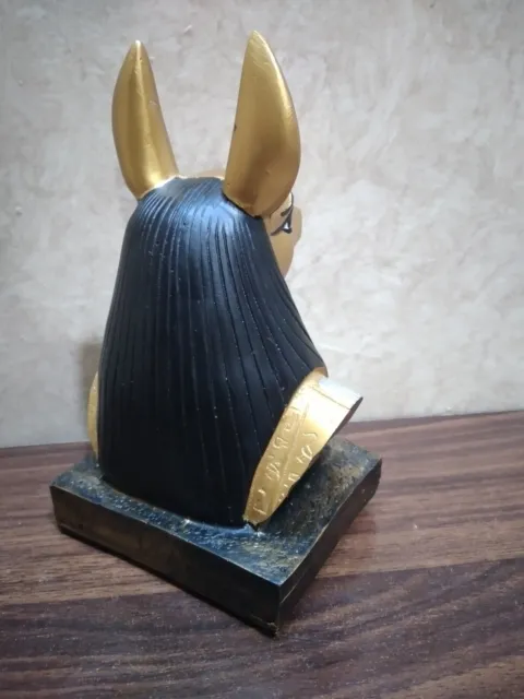 Black* Gold stone Ebros Anubis Egyptian God of afterlife Handmade Head Statue 3
