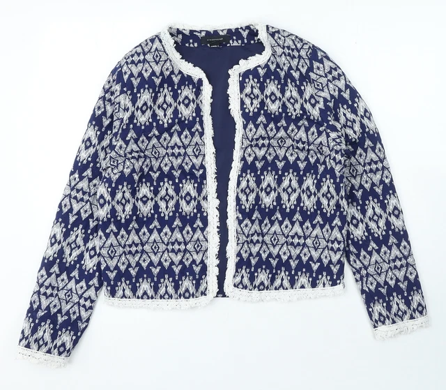 Cardigan da donna blu girocollo geometrico poliestere Atmosphere taglia 14