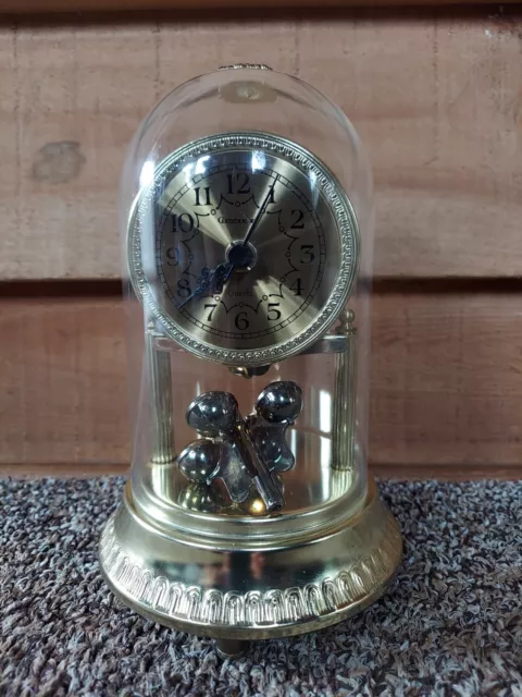 Pretty Commodore Anniversary Clock Quartz With Dome & Music Box -Parts Or Repair