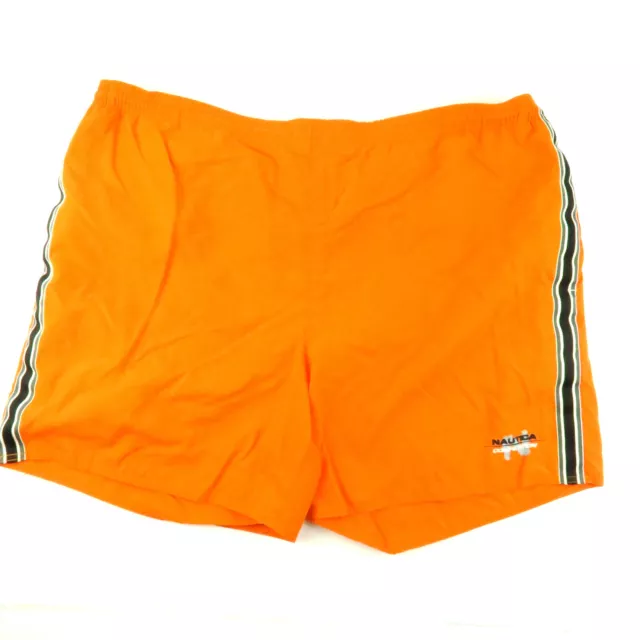 VTG 90's Nautica Competition Swimming Trunks Spellout Orange XL Embroidered
