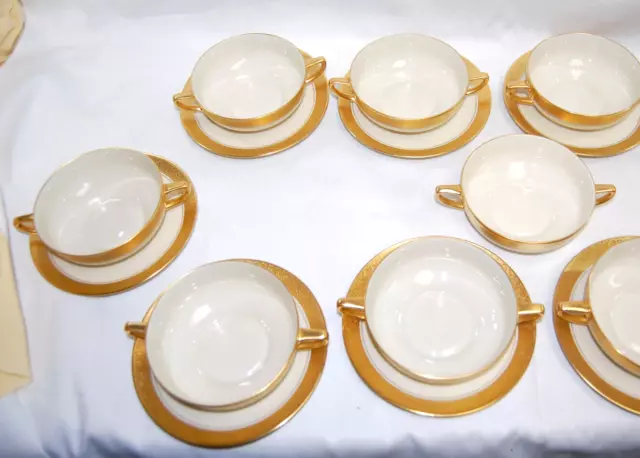 Pickard Heinrich & Co Selb Bavaria Cream Soup 12 Bowls & 11 Saucers    M5147 3