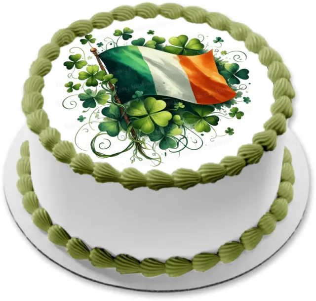 St Patricks Day Tortenbild Muffin Party Deko Geschenk Irland Kleeblatt Flagge