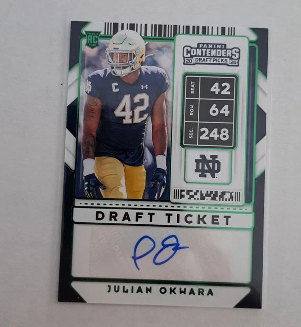 Julian Okwara Rookie Autograph Contenders Draft Ticket Notre Dame
