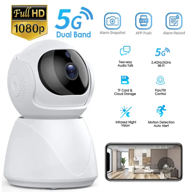 5G WiFi Wireless Indoor Home Smart Security Camera IR Night Vision IP Monitor