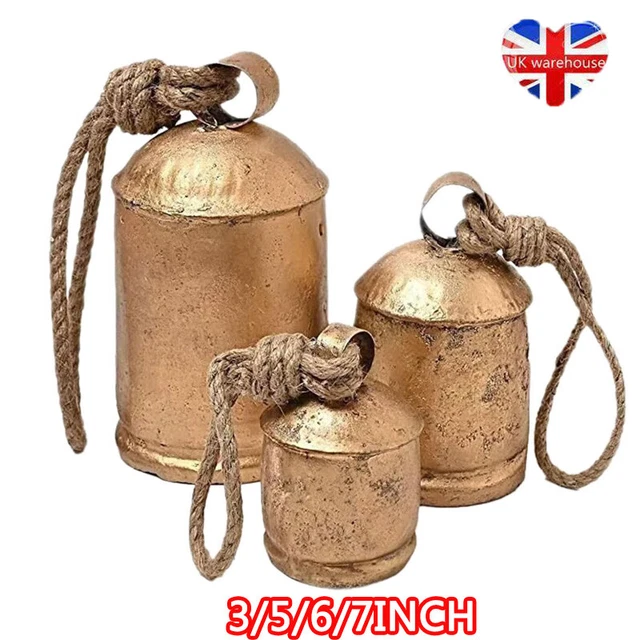 1~3x Vintage Christmas Cow Bells Rustic Harmony Metal Bells for Decoration