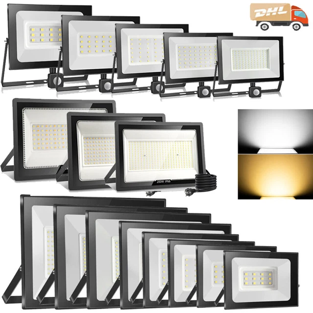 10-300W LED Fluter mit Bewegungsmelder/Stecker Außen Strahler Scheinwerfer IP65
