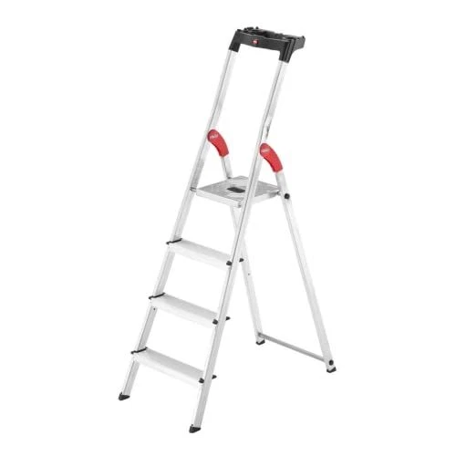 Hailo L60 StandardLine | Aluminum Folding Stepladder | Four Steps | Silver