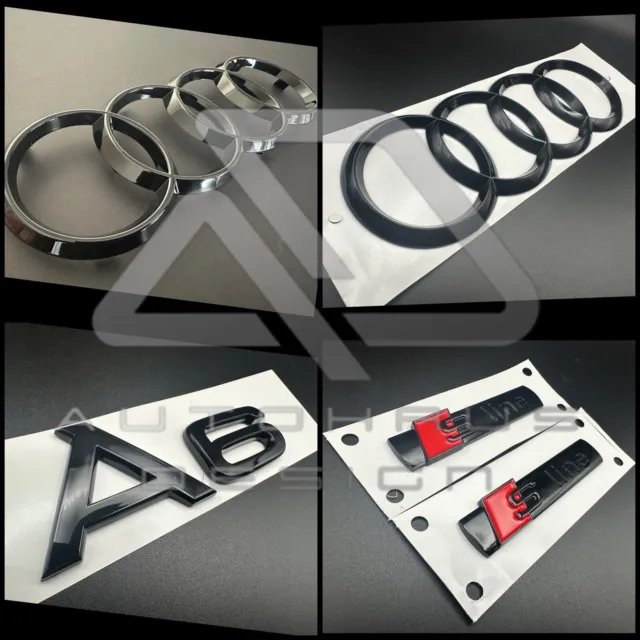 Gloss Black Badge Full Set Front And Rear Rings Fits Audi A6 S Line C7