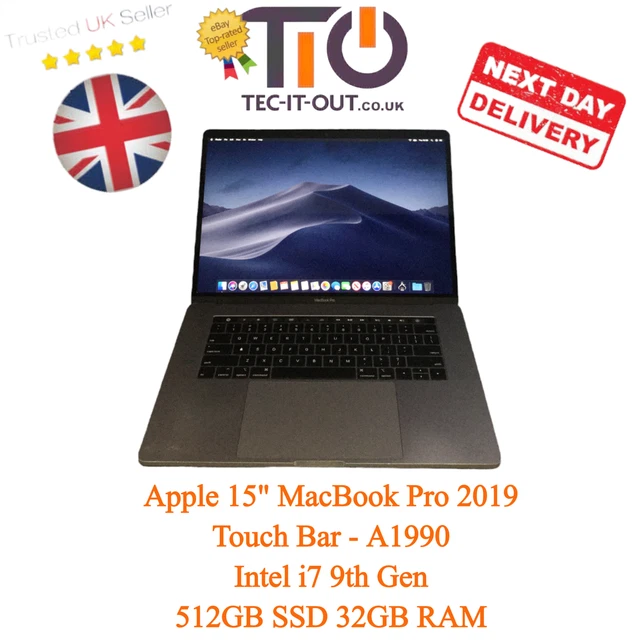 Apple 15" MacBook Pro Touch Bar 2019 Intel i7 9th Gen 256GB SSD 16GB RAM - A1990