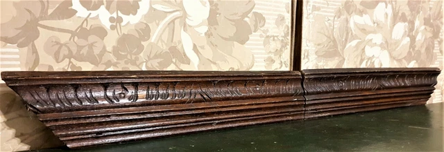 2 Acanthus leaf wood carving pediment antique french archiectural salvage 16"